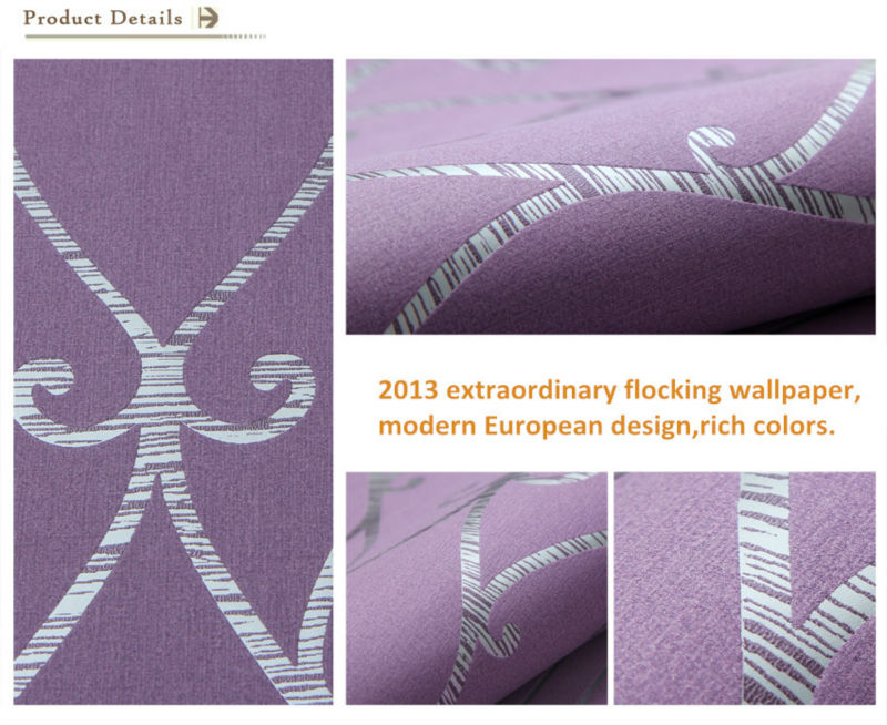Purple Modern European Design Flocked Home Decor Wallpaper Buy