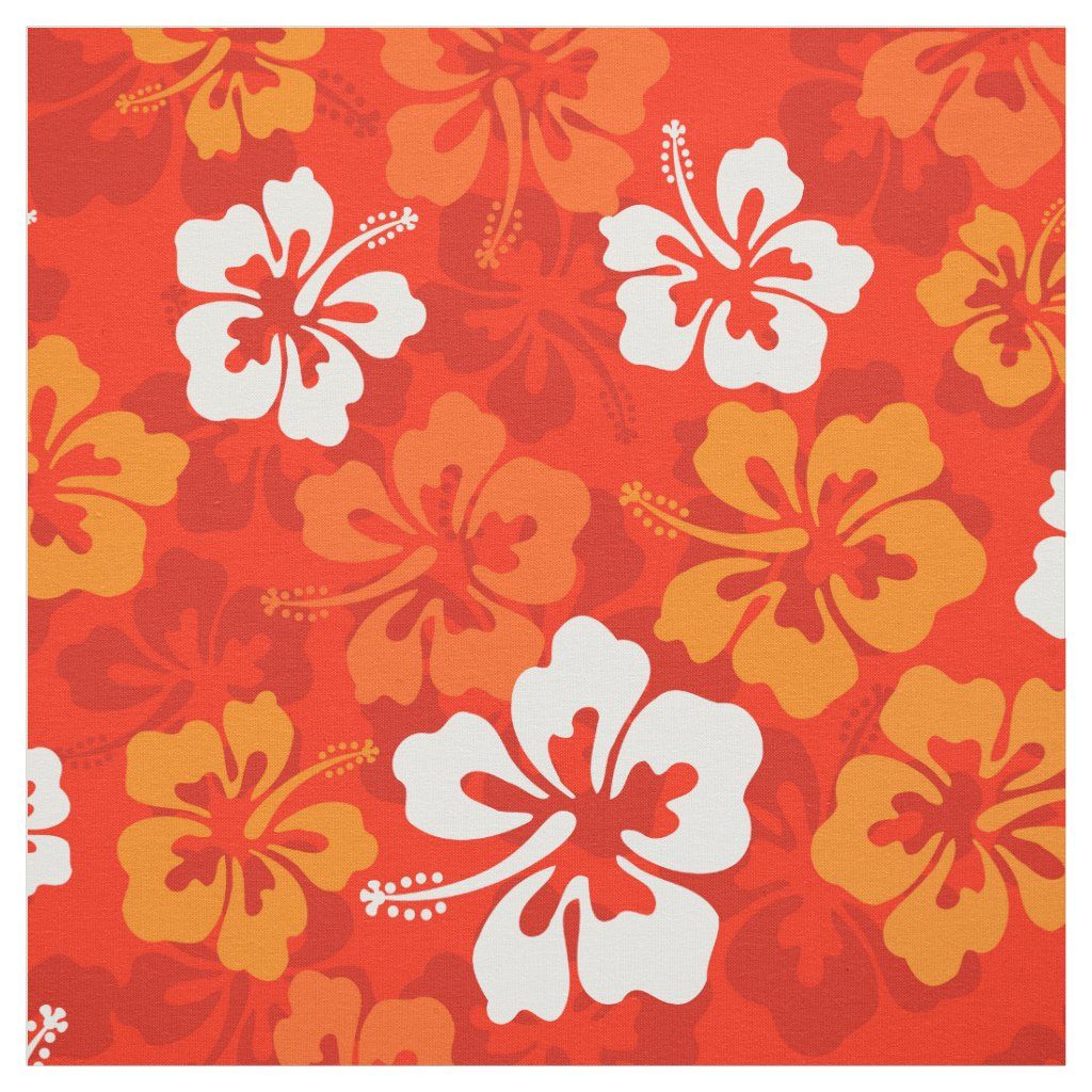 Tropical Hawaiian Hibiscus Floral Pattern Fabric Wallpaper