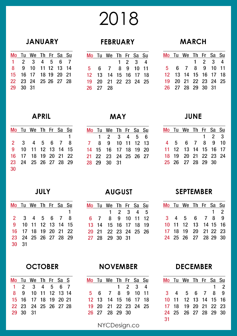 Calendar 2018 Templates and Images Work Wallpaper