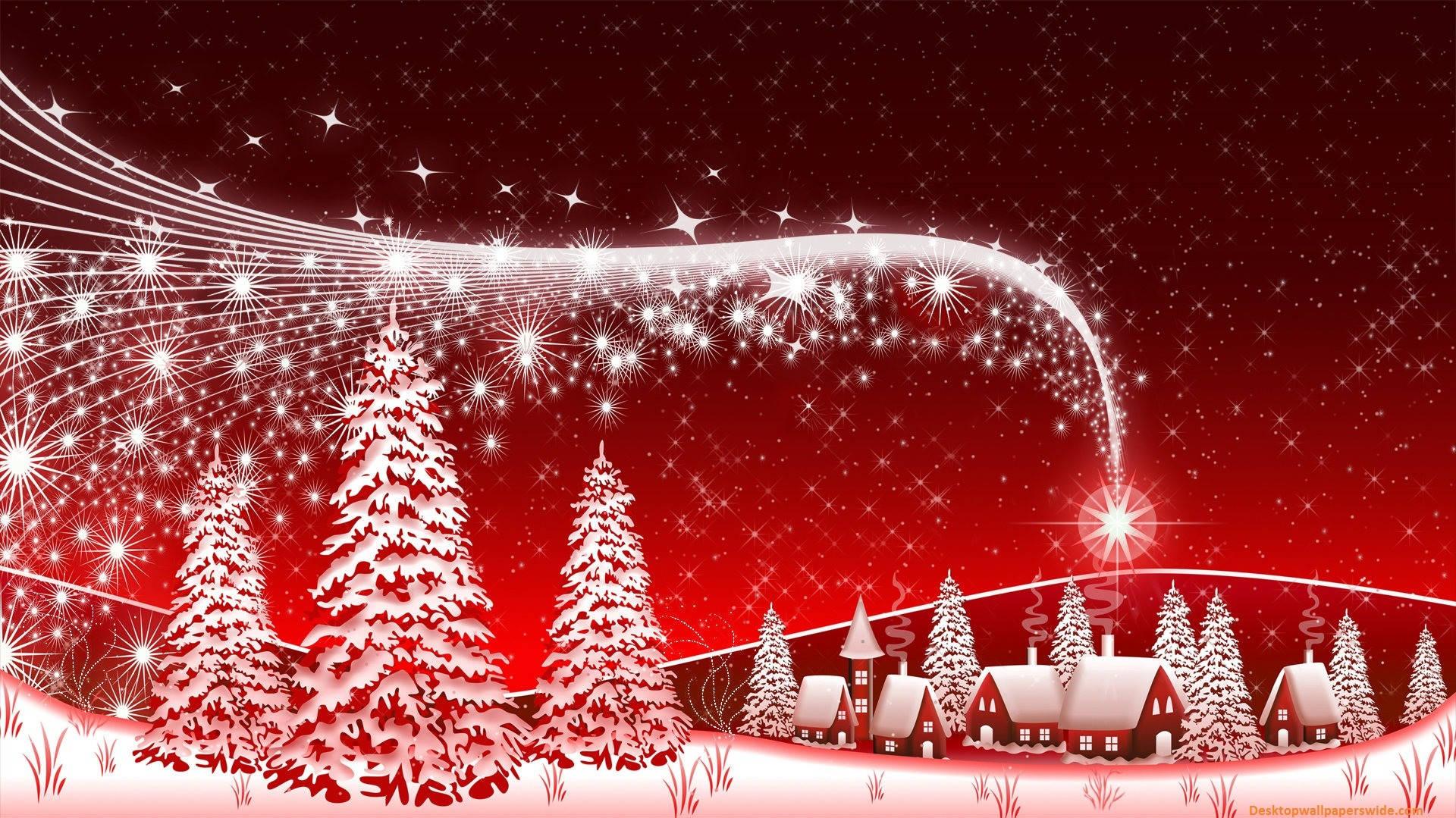 Snowy Red Merry Christmas HD Wallpaper