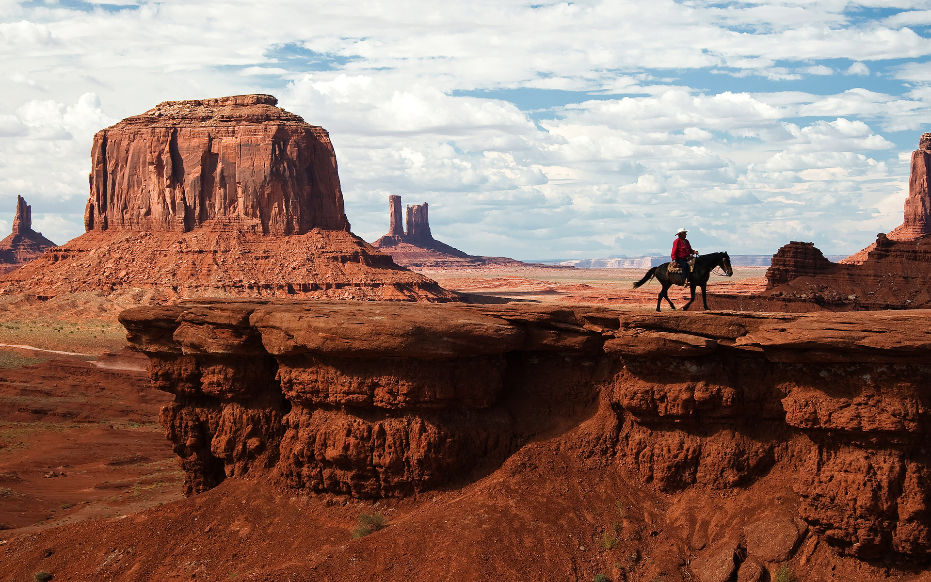 Wild West Monument Valley Utah Arizona Cowboy On His Horse By