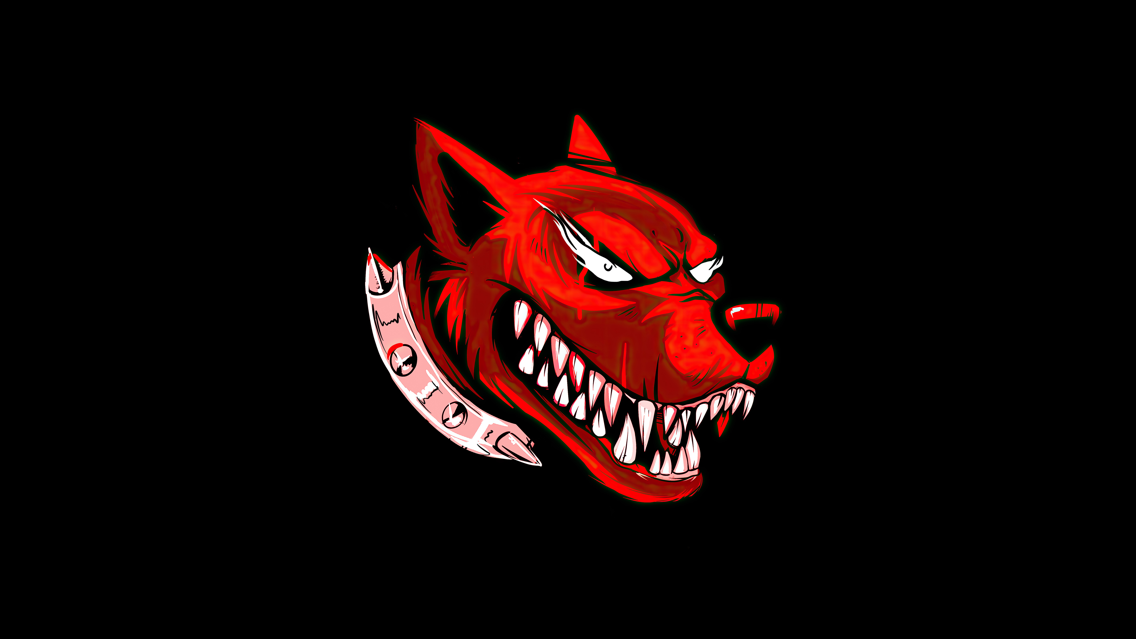 Fierce Red Dog Illustration on Black Background