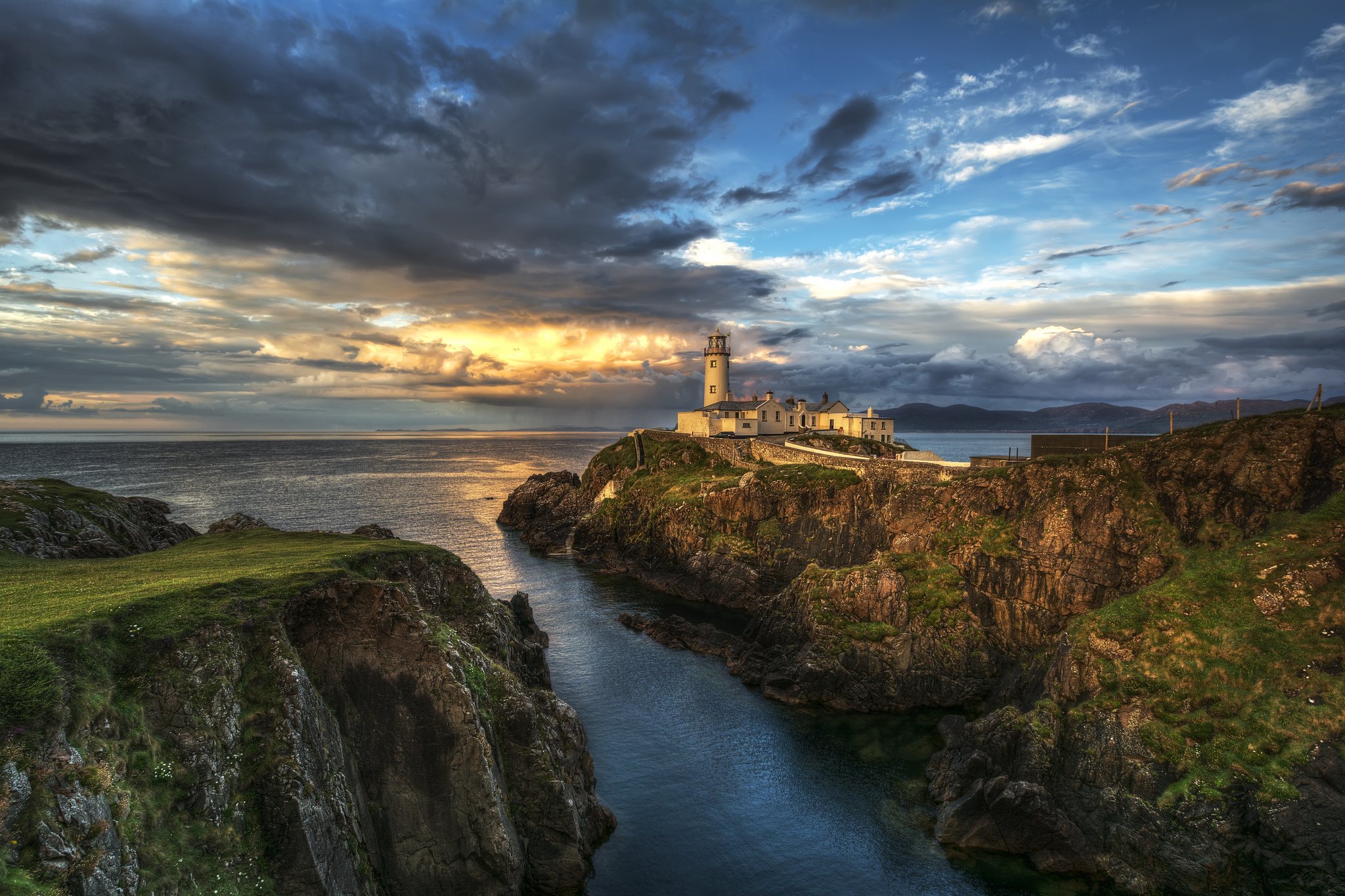 Ireland County Donegal sea rocks lighthouse wallpaper