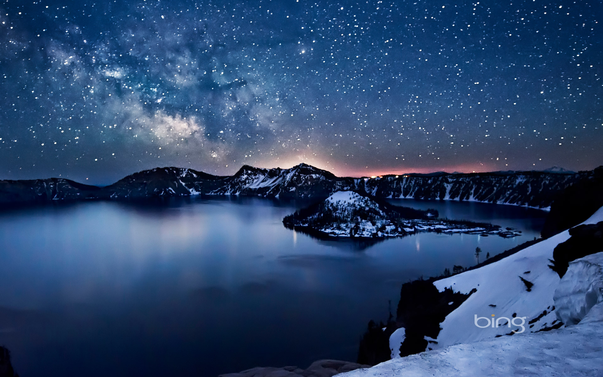 Milky Way Above Crater Lake Oregon HD Bing Wallpaper Archive