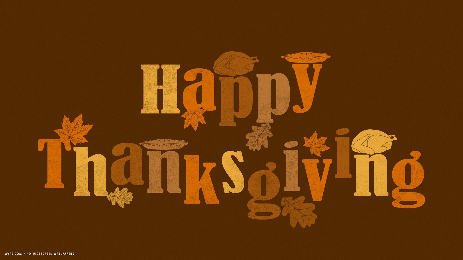 Happy Thanksgiving Text Orange Brown Vector Art Holiday HD