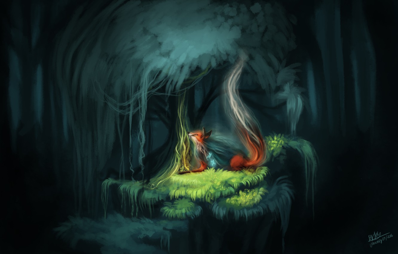 Wallpaper Forest Butterfly Nature Fantasy Fox By Tehchan The