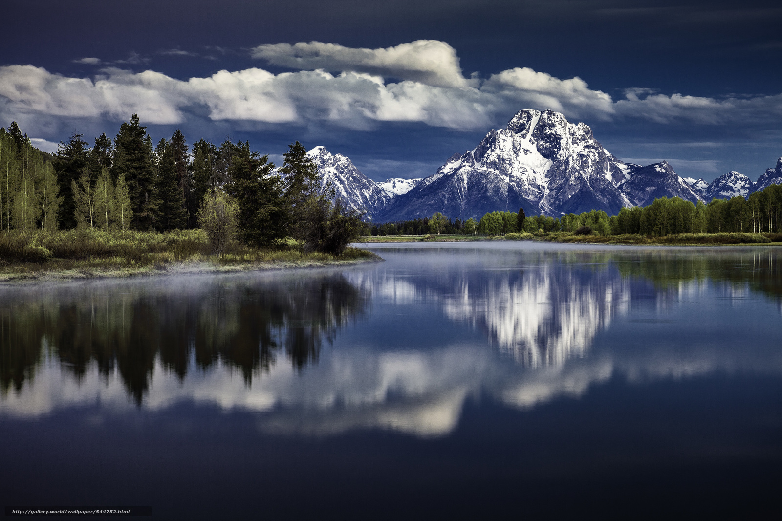 Teton National Park Lake Mountains Landscape Desktop Wallpaper