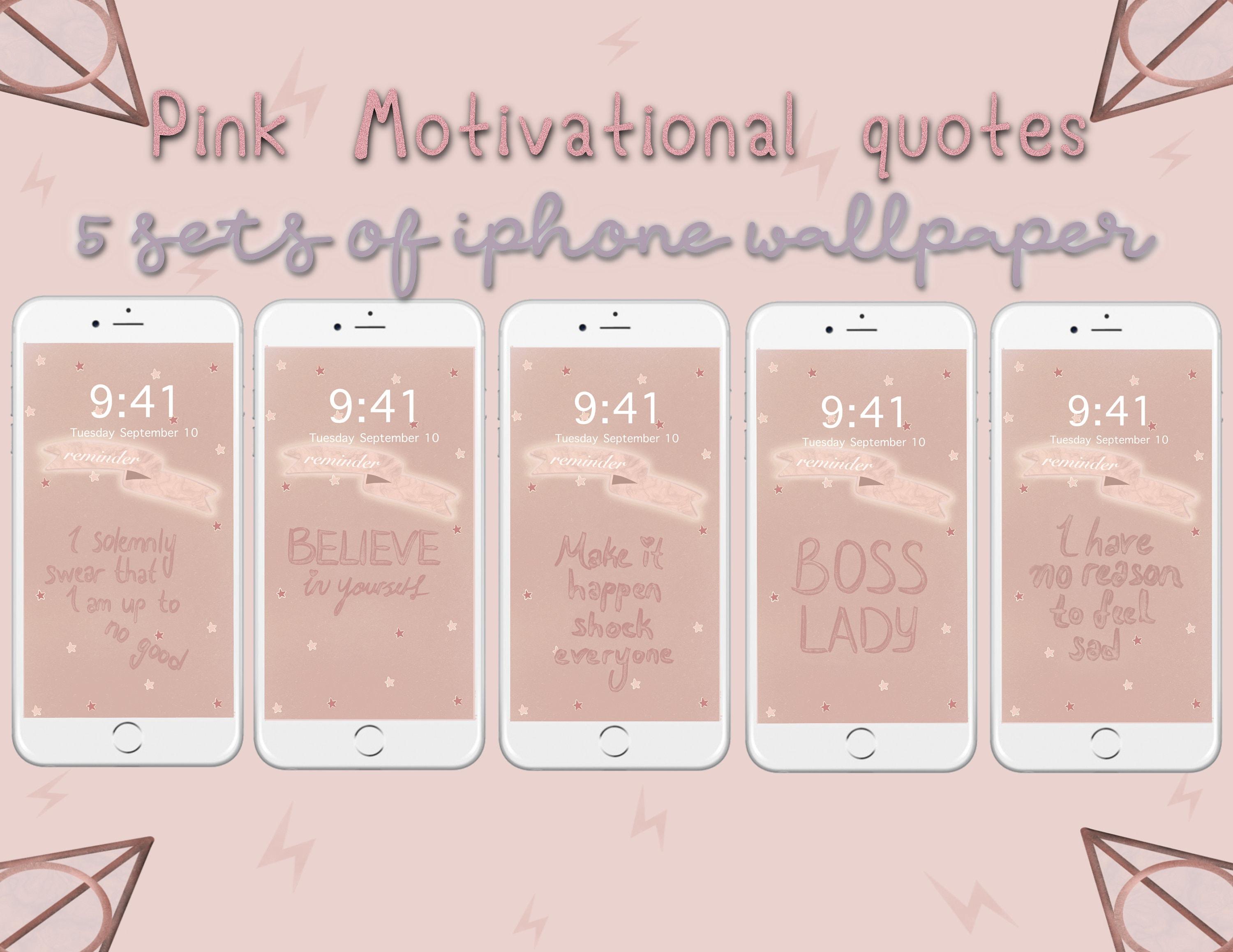 5 Sets of Aesthetic Pink Motivational Quotes Iphone Wallpaper   Etsy