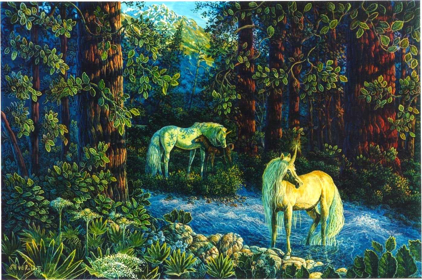 Unicorn In Forest Wallpaper Background