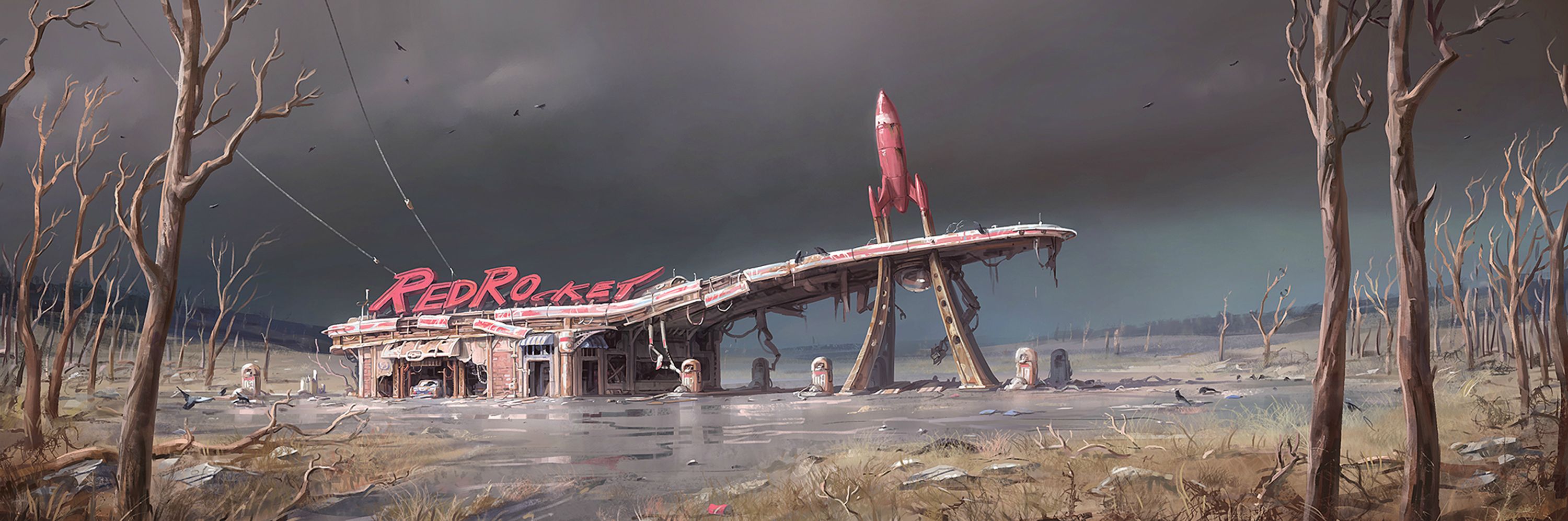 Daily HD Wallpaper Fallout Red Rocket Gas Station