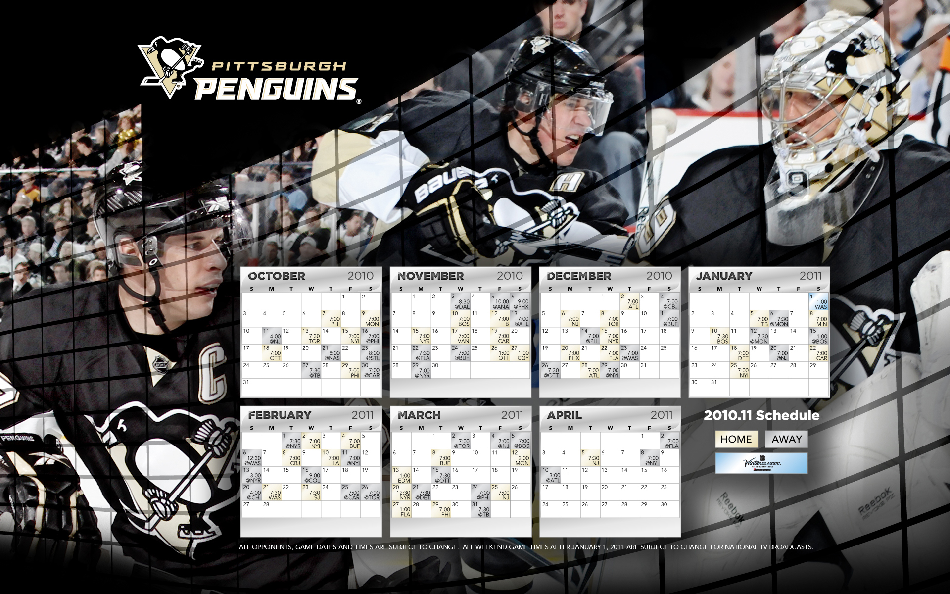 Pittsburgh Penguins Season Schedule