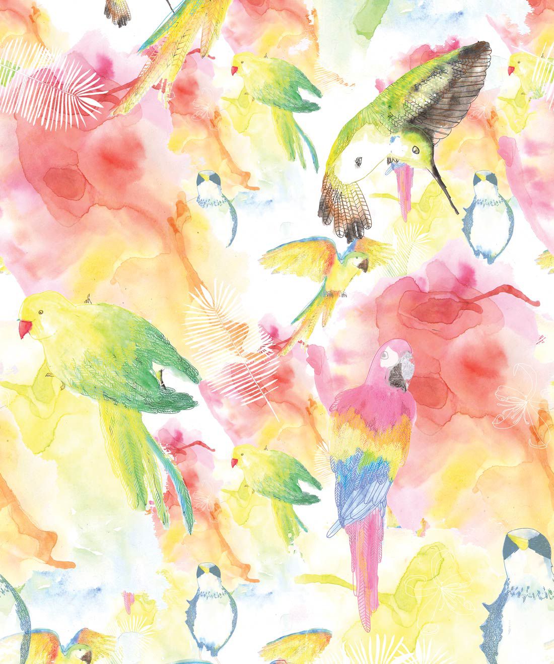 Watercolour Birds The Ultimate Tropical Bird Wallpaper Milton