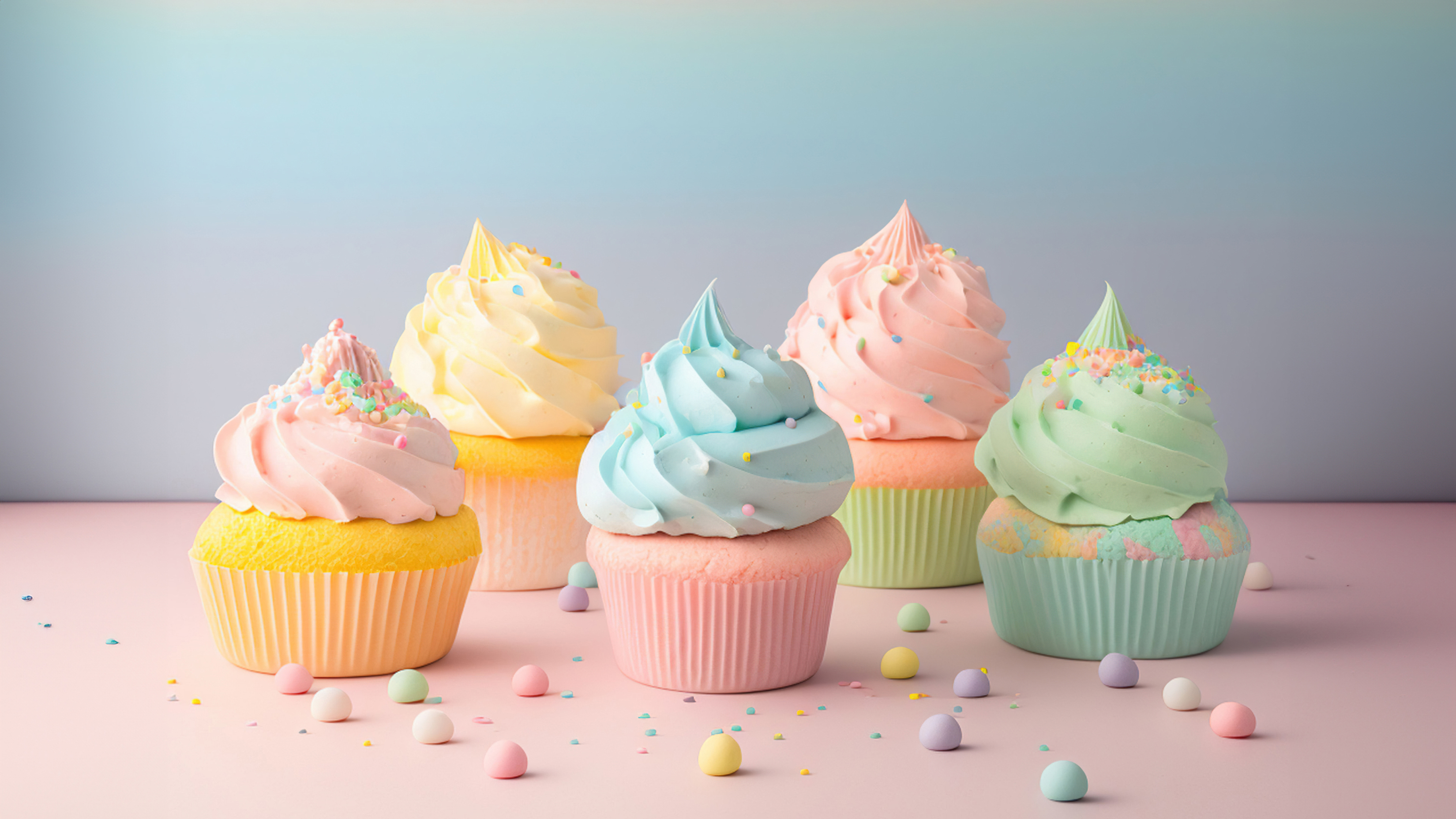 Colorful Vanilla Buttercream Cupcakes Cute 8k Ultra Wallpaper