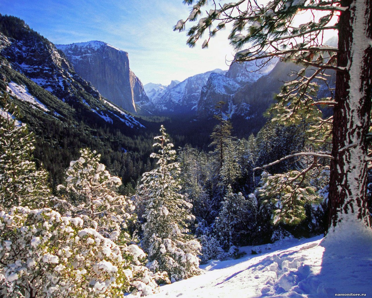Yosemite Valley In Winter America Nature Wallpaper