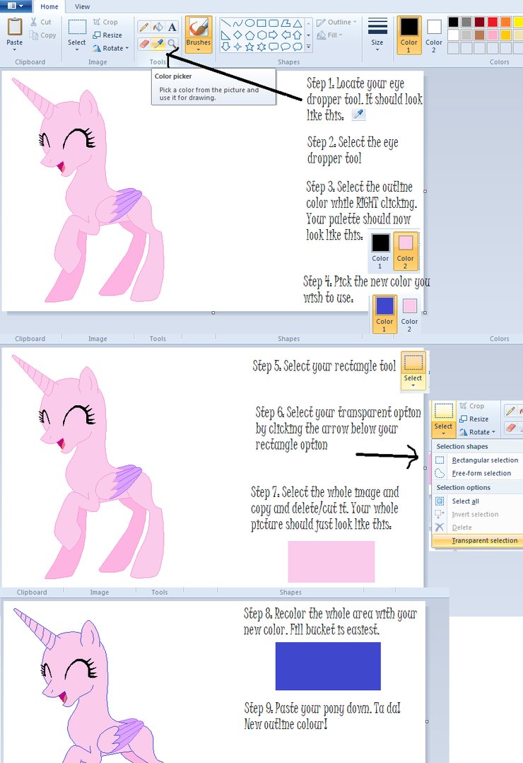 Windows Ms Paint Tutorial Changing Outline By Selenaede On