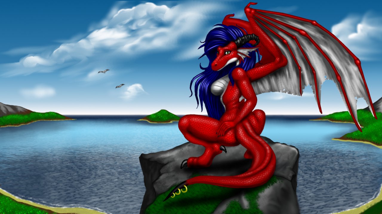 Sexy Red Dragoness Wallpaper By Chuckmax1701 Fur Affinity Dot
