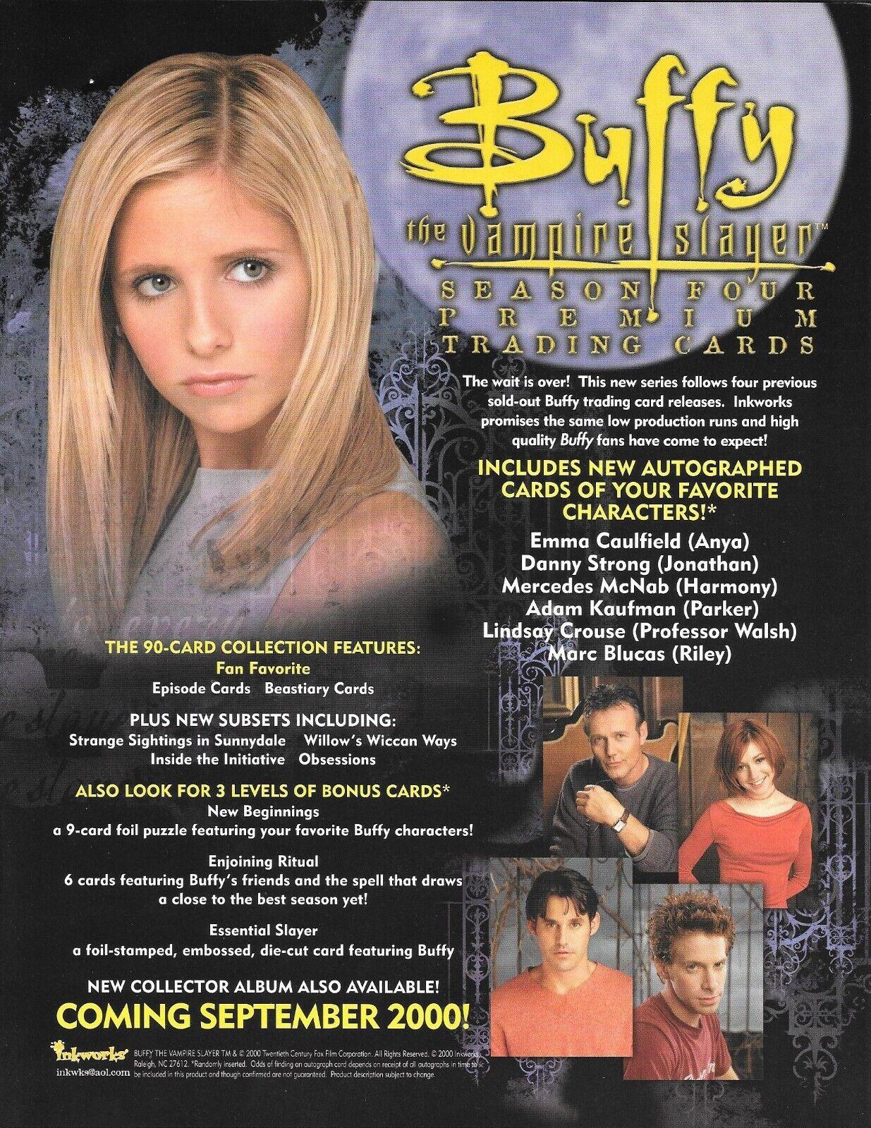 Buffy the Vampire Slayer Season 4 Trading Cards Dealer Sell Sheet