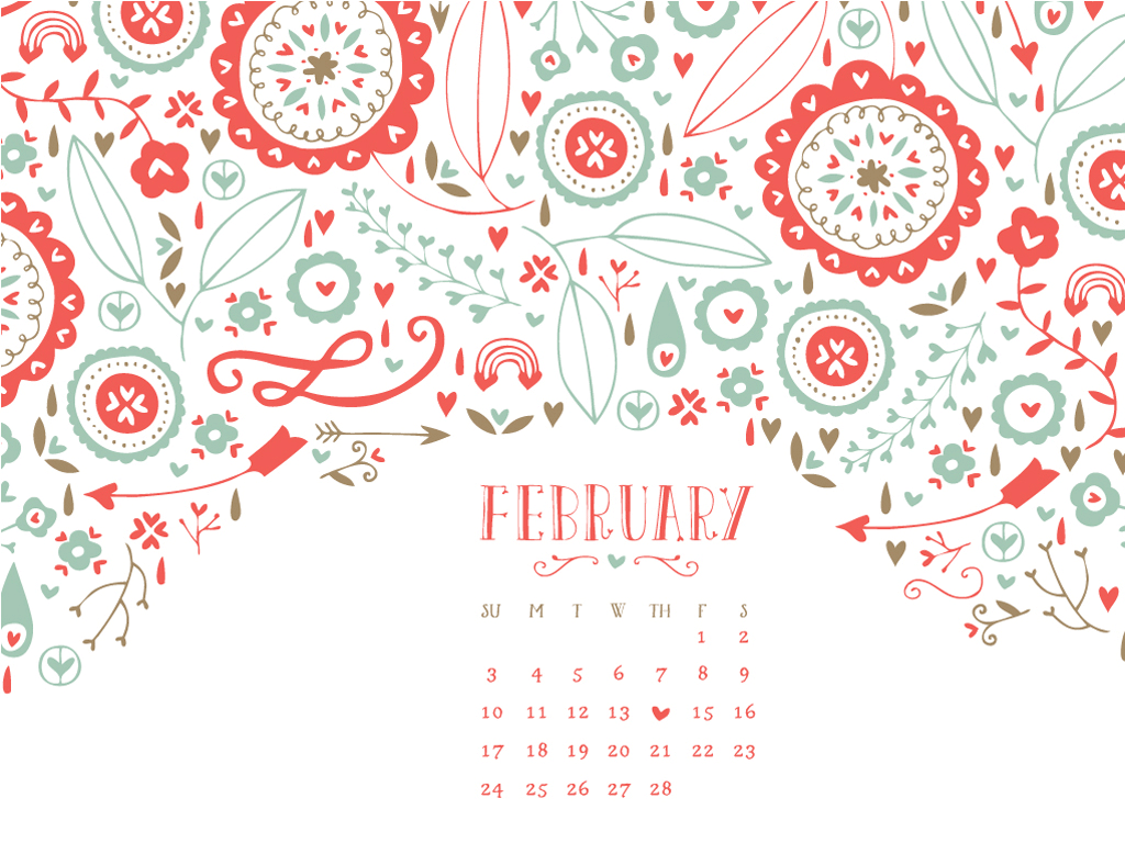 Free download February Desktop Calendar Favs [1024x768] for your
