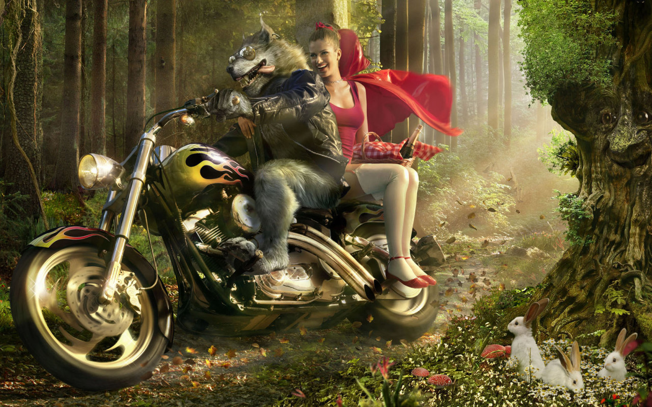 Riding Hood Parody Fairy Tales Fables Wallpaper