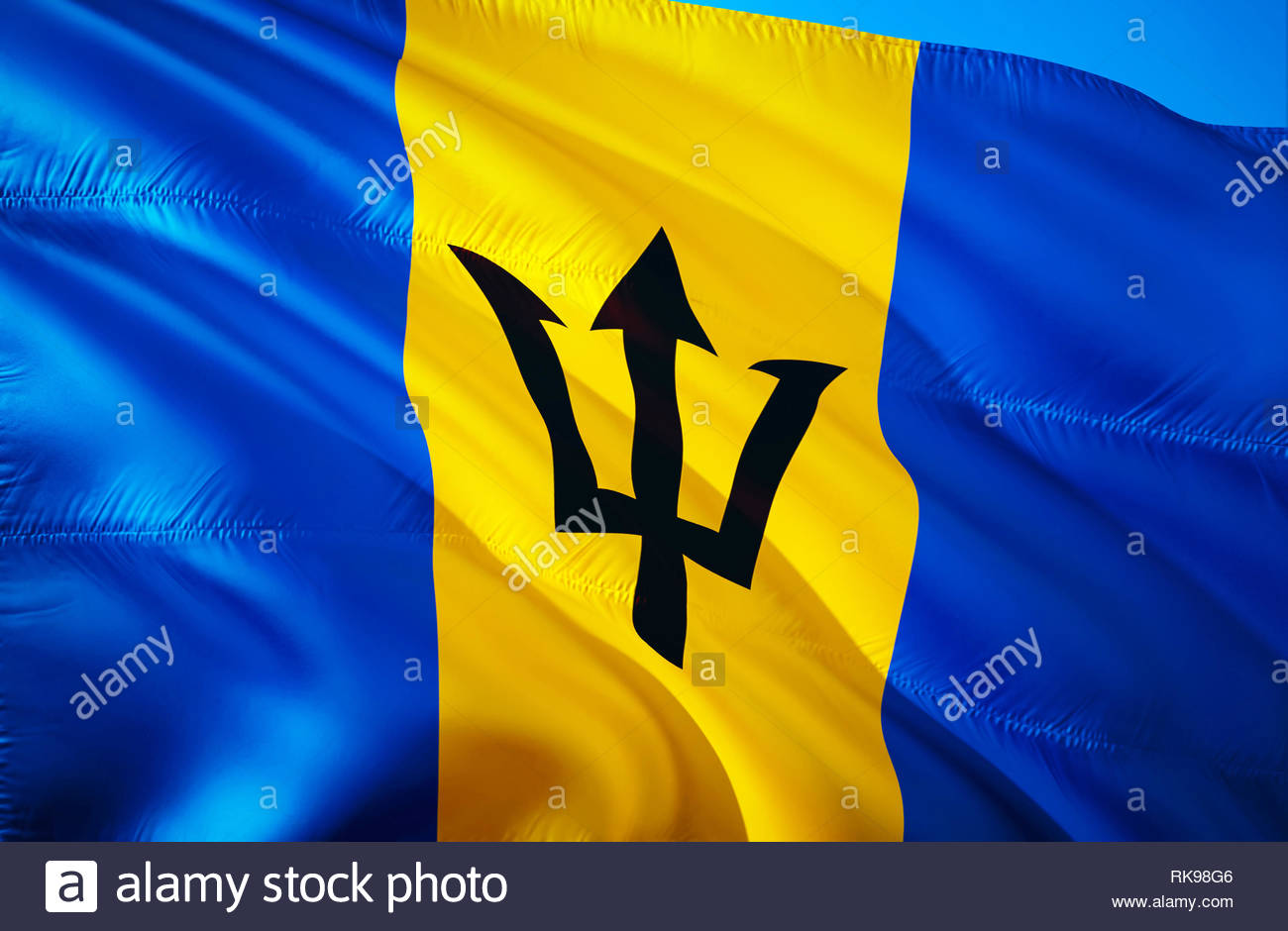 Barbados Flag 3d Waving Design The National Symbol Of