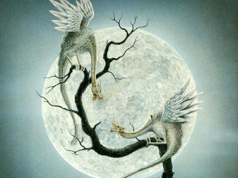 Moon White Dragon Wallpaper