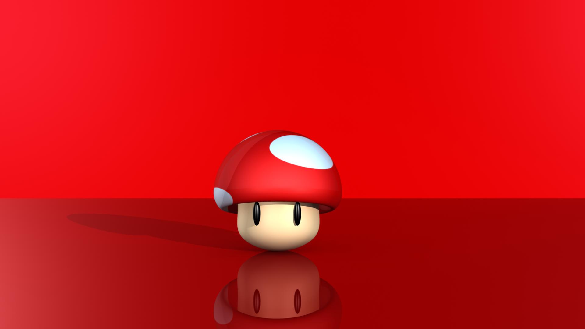 nintendo red mario bros mushrooms simple background