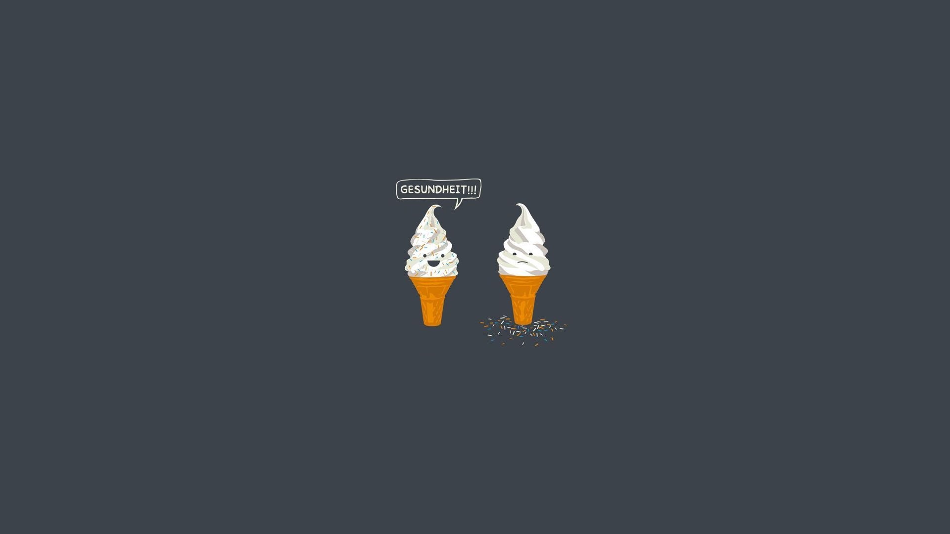 A humorous illustration of two ice cream cones, one saying 
