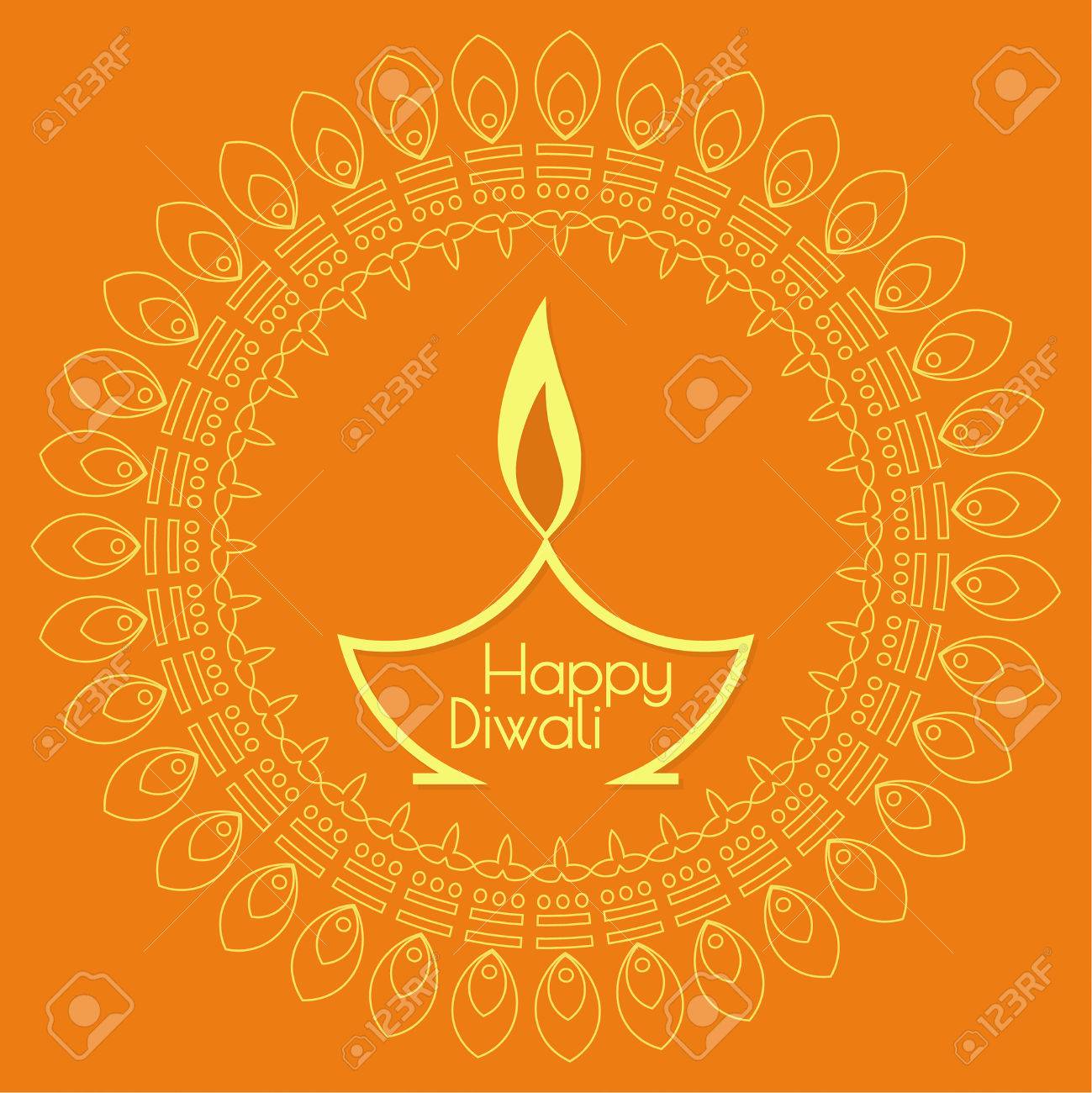 Abstract Background With Oil Lit Lamp Rangoli For Diwali