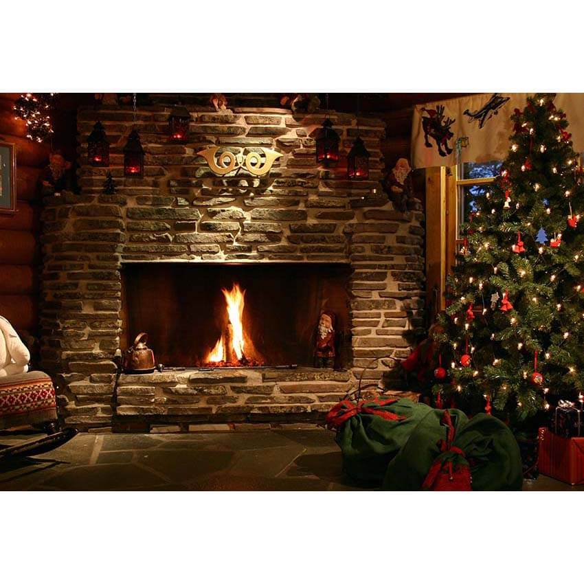 Photography Backdrops Fireplace Closet Christmas Tree Light Bulb