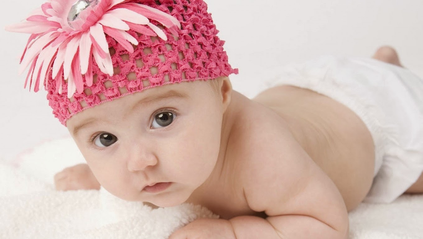 Cute Little Baby Boy With Pink Flower Hat HD Wallpaper