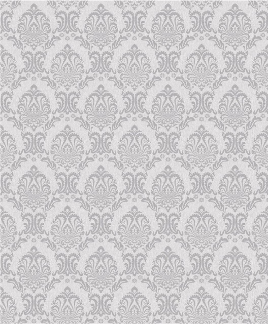 Pretty Damask Wallpaper Grey Offwhite Traditional