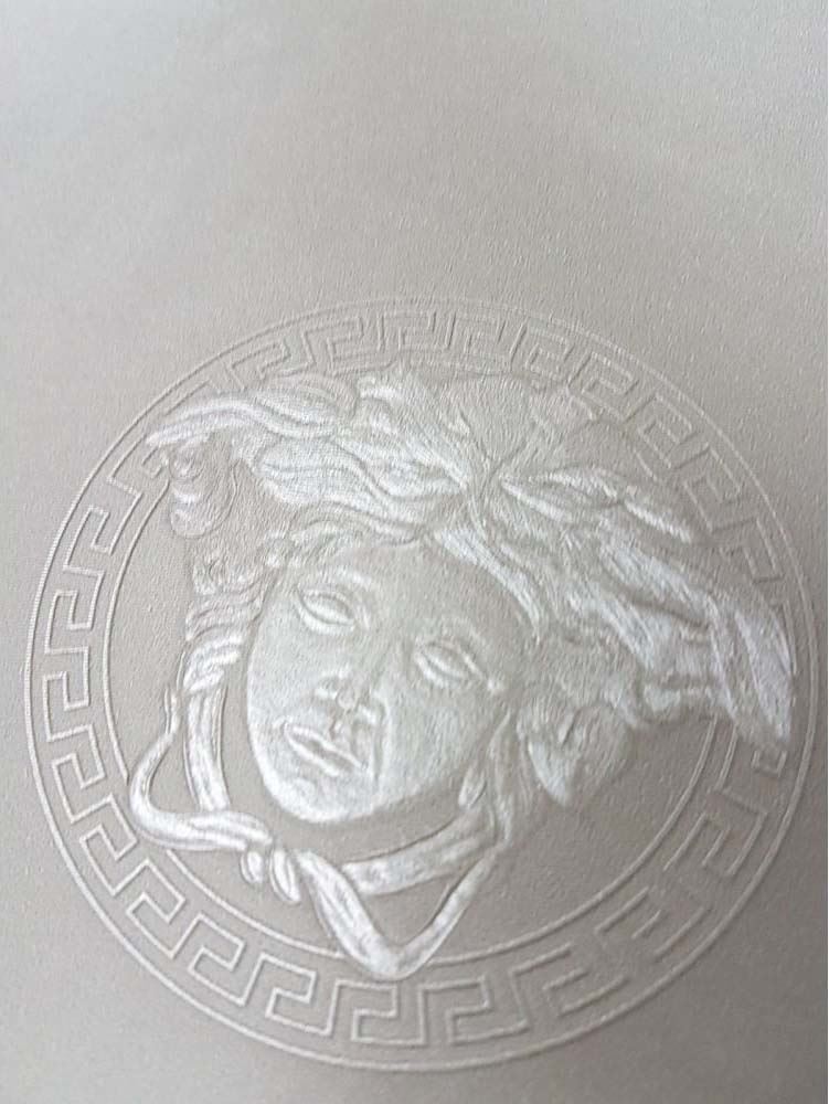 Versace Wallpaper Greek Medusa Logo Head Black Grey Embossed Vinyl