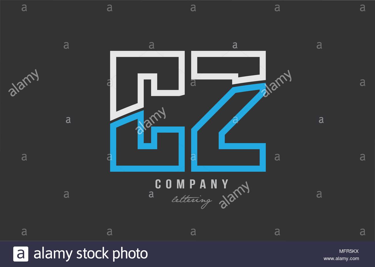 White Blue Alphabet Letter Cz C Z Logo Bination Design On Black