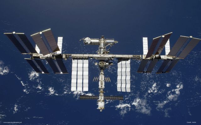The International Space Station Back Dropped By Ocean
