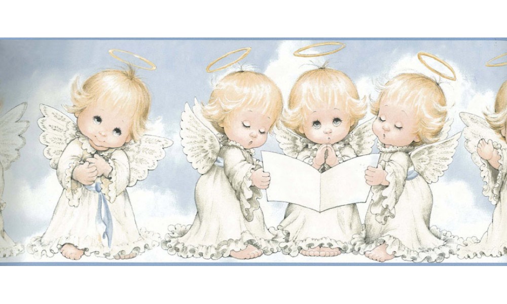 Home Faith And Angels White Baby Wallpaper Border