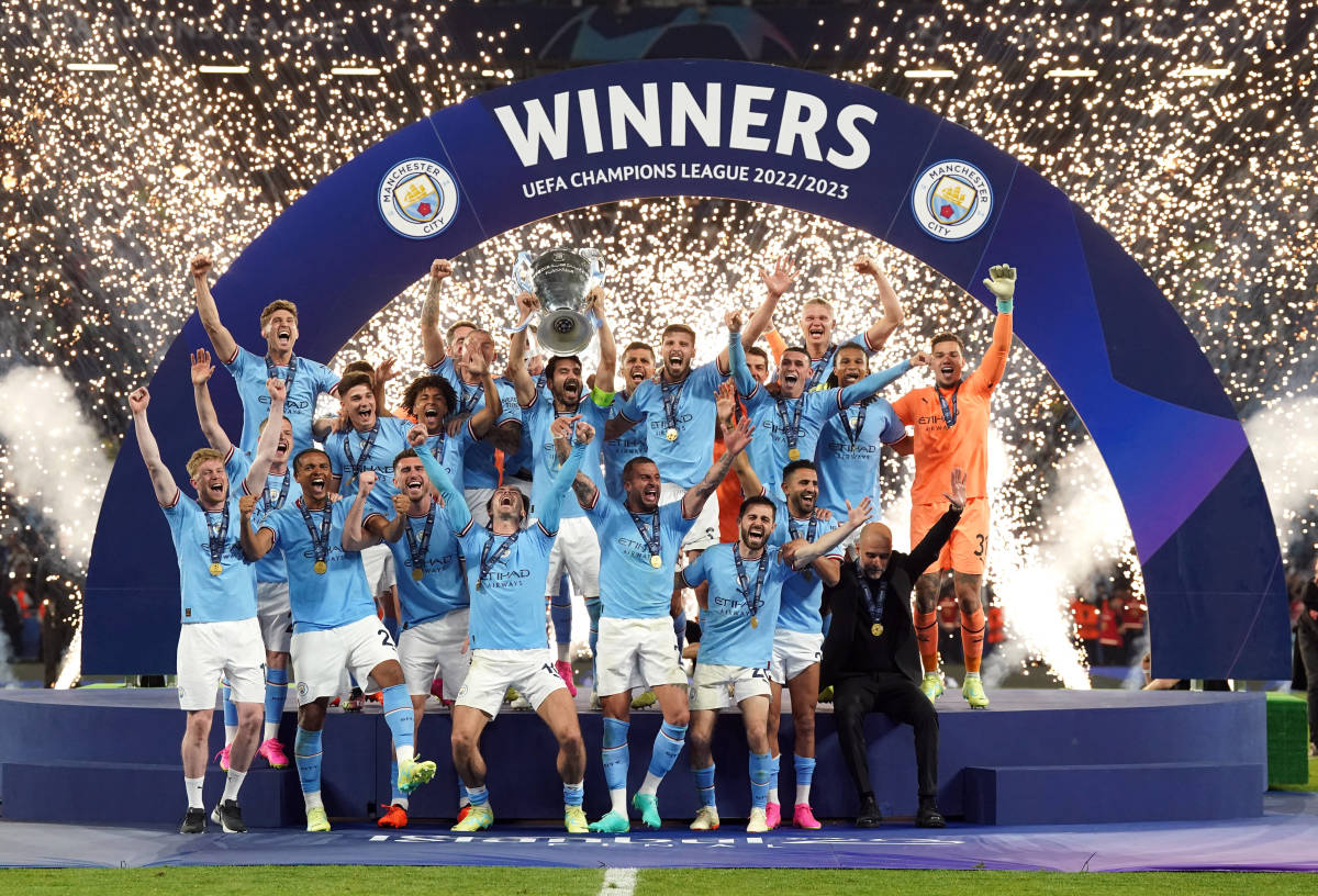 Manchester City Wins Uefa Champions League Wallpaper