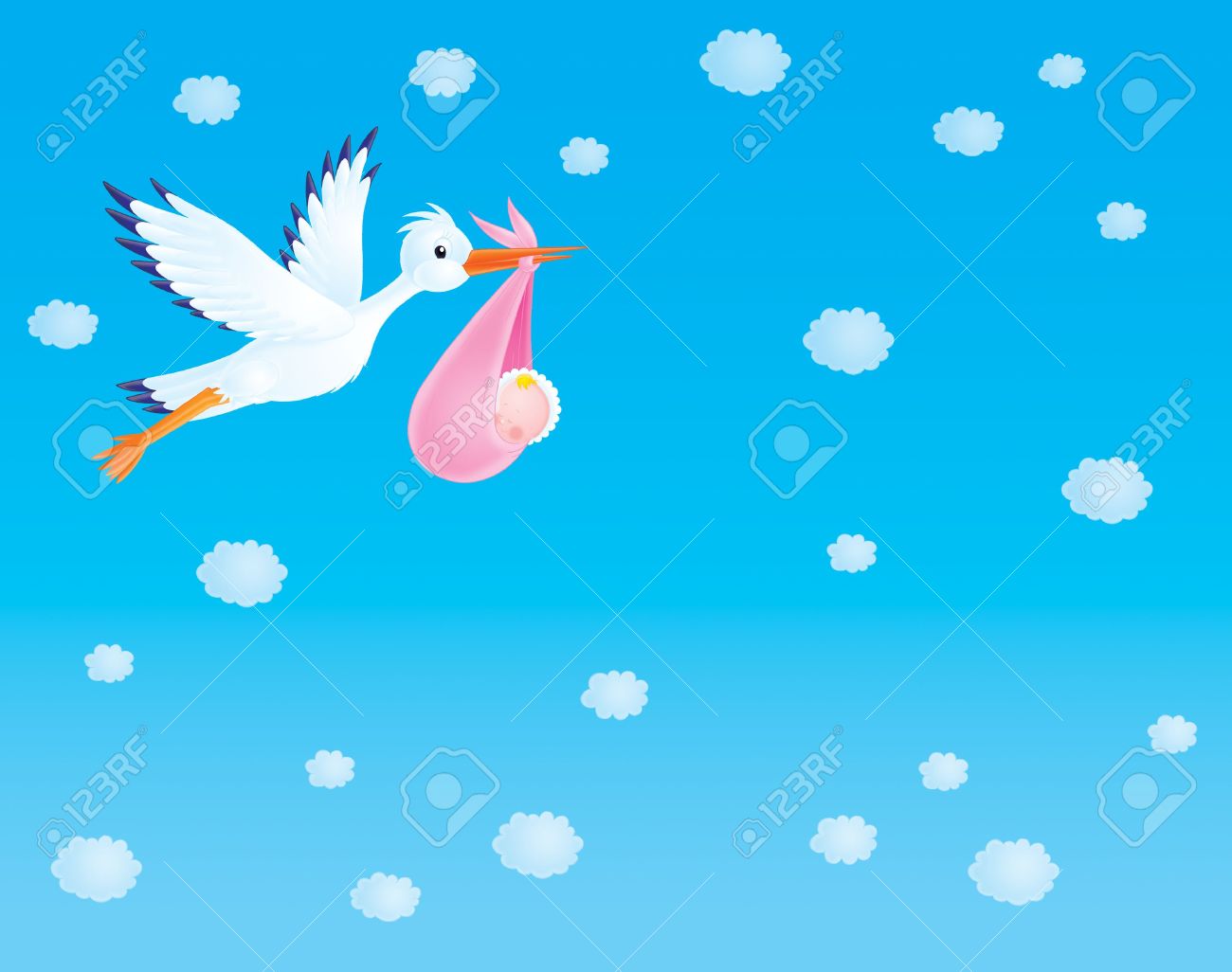 Background Stork With Newborn Stock Photo Picture And Royalty 1300x1026