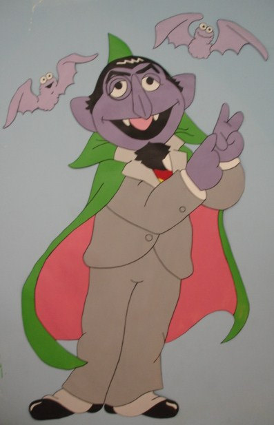 Sesame Street Count Von With Bats Custom Hand Painted Wallpaper