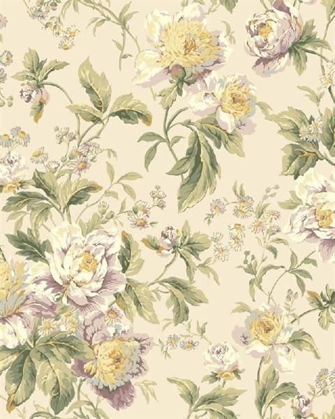 Waverly Classics Purple And Tan Forever Yours Floral Wallpaper