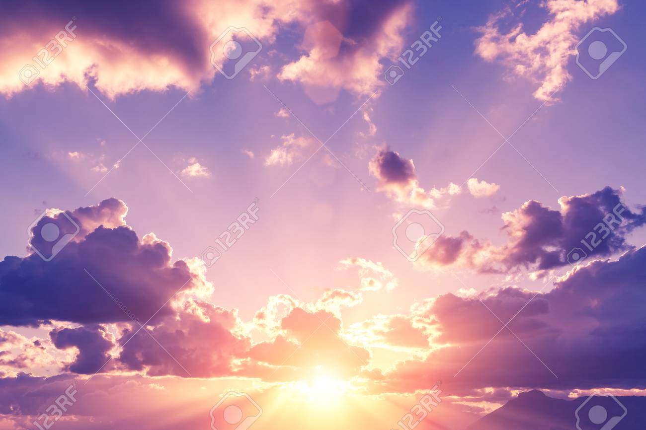 Romantic Pink Sunset Sky Background Stock Photo Picture And