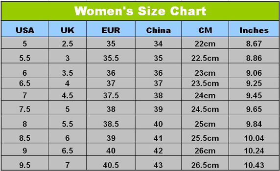 asian shoe size chart