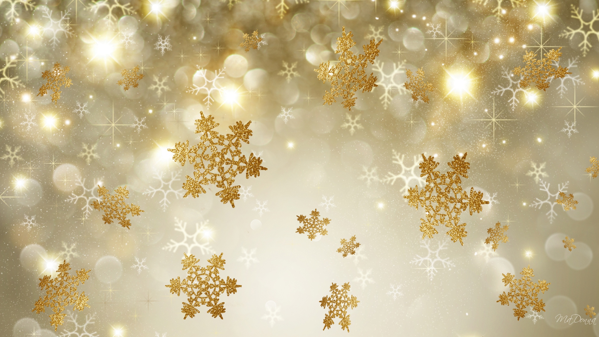 Golden Snowflakes HD Wallpaper Background Image