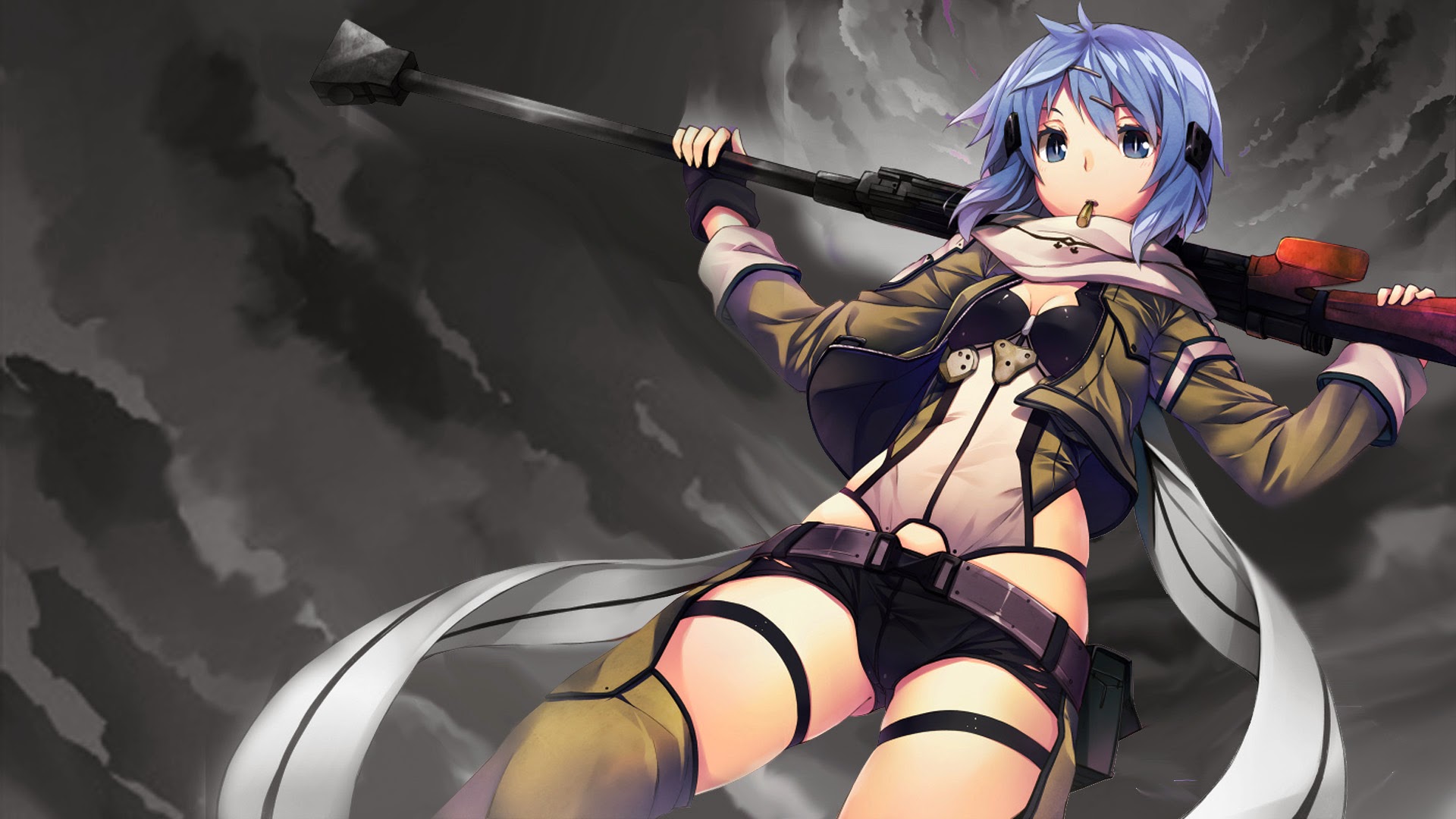 Sinon Sword Art Online Gun Gale Anime HD Wallpaper