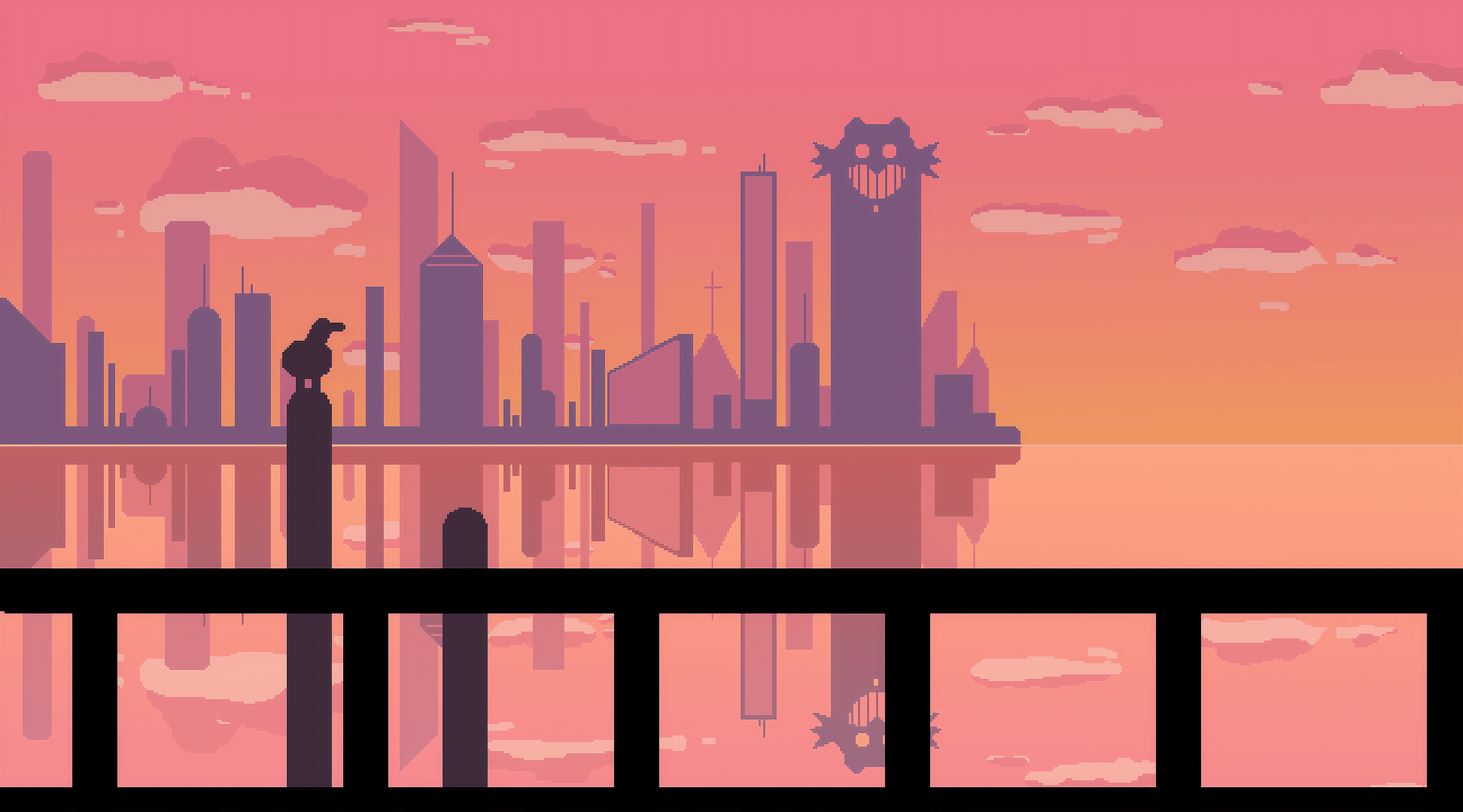 Sunset At Pixel City Wallpaper HD Artist 4k