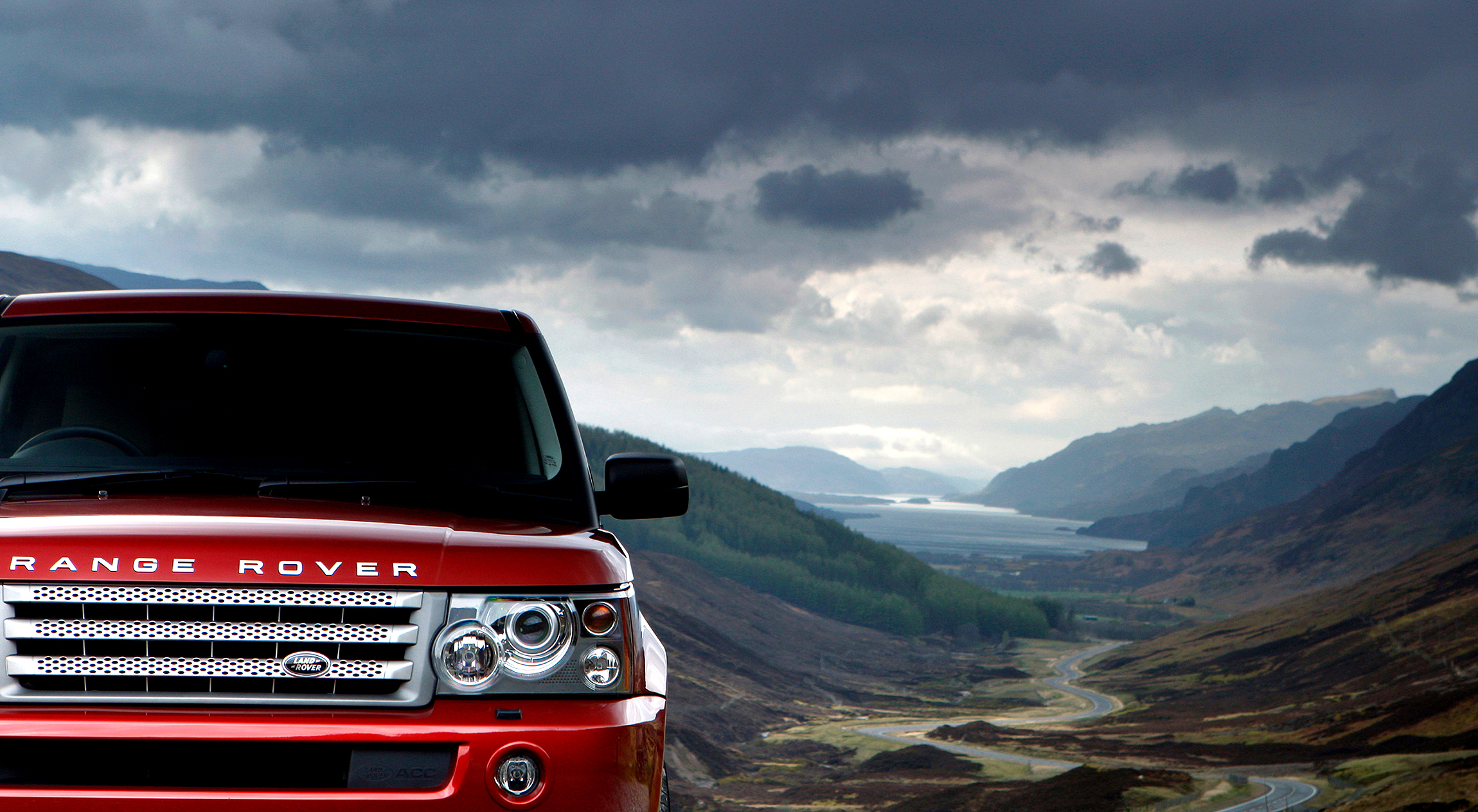 Wallpaper Red Land Rover Range Sport Mountain Sky Clouds