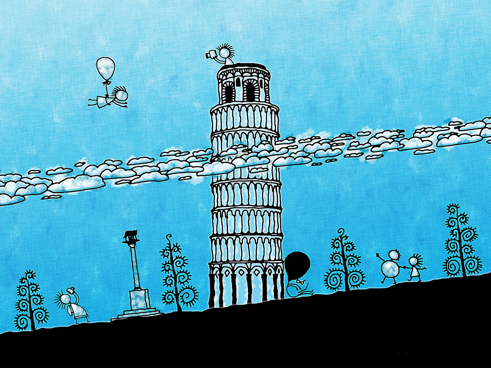 Pisa Tower Illustration Desktop Pc And Mac Wallpaper