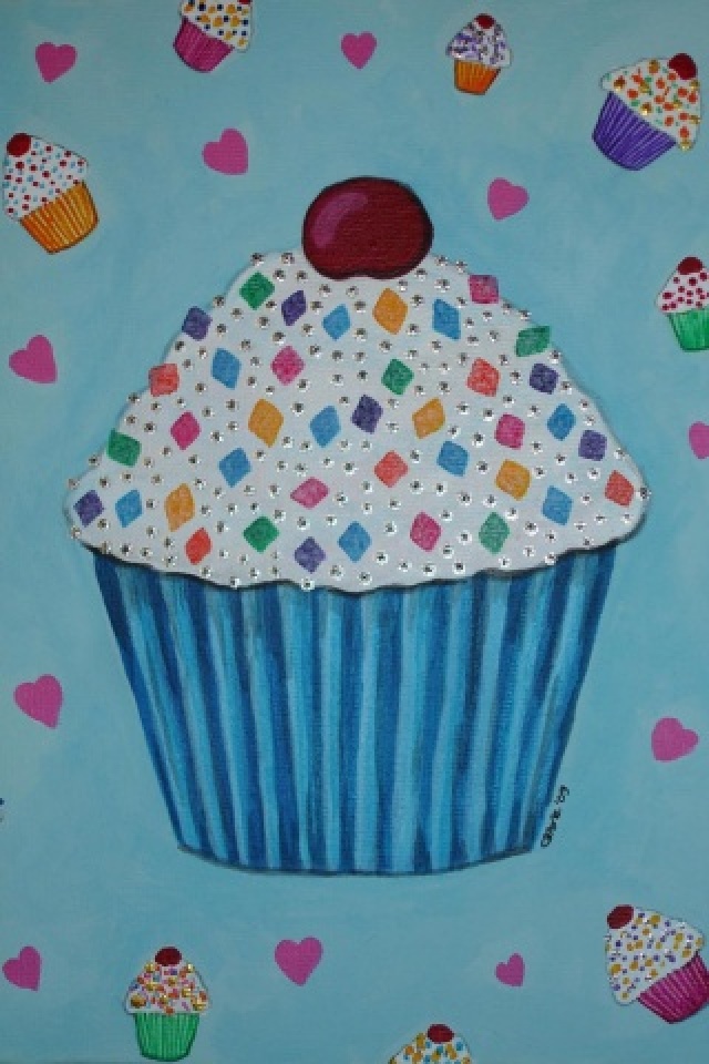 Blue Cupcake Creative Designs Wallpaper For iPhone