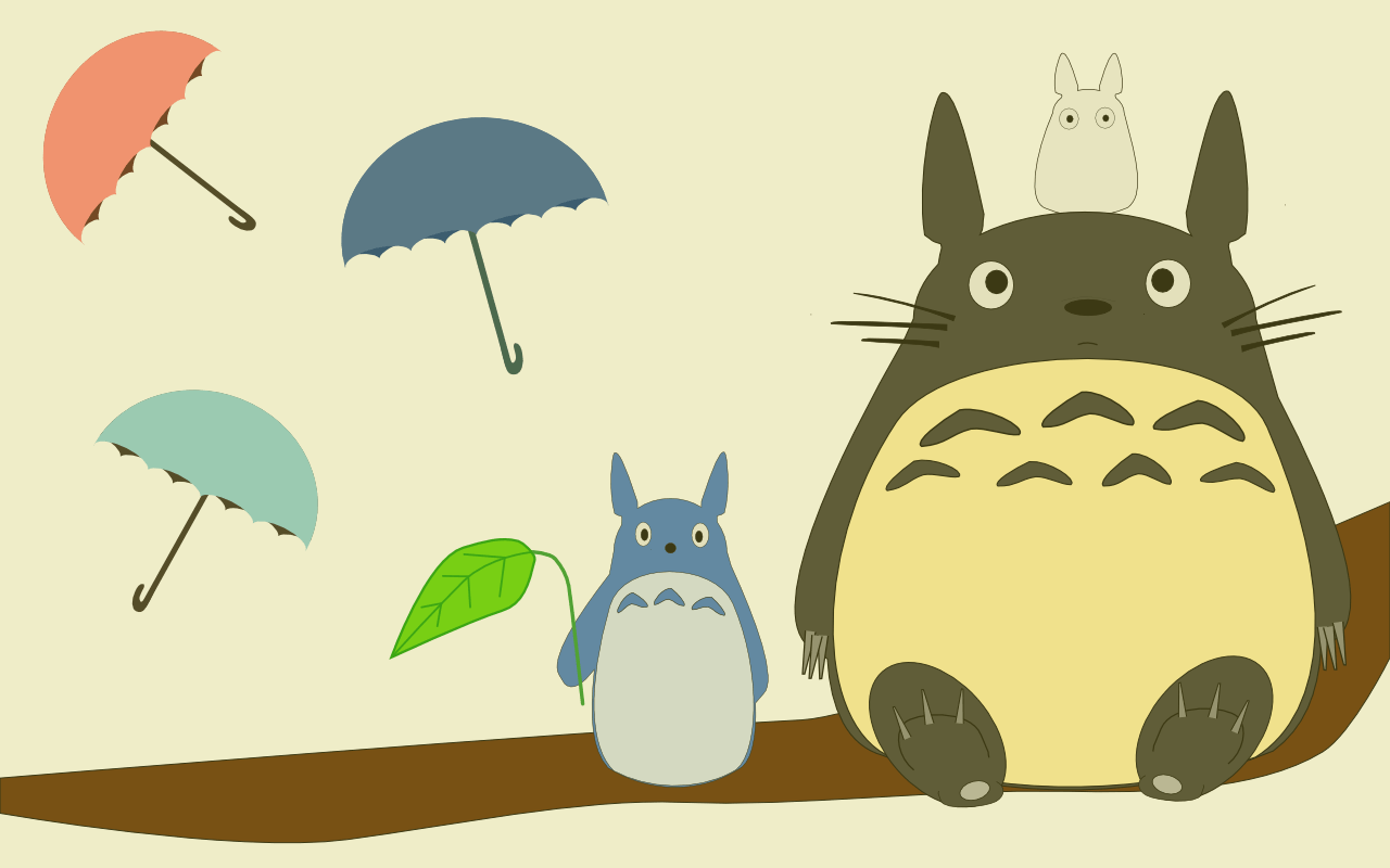Cute Wallpaper With All Three Totoros Made In Inkscape
