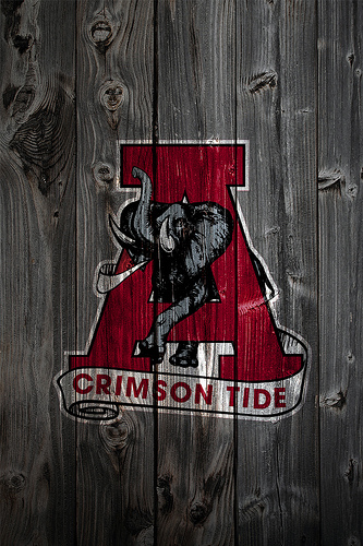 Alabama Crimson Tide Alternate Logo Wood iPhone Background By