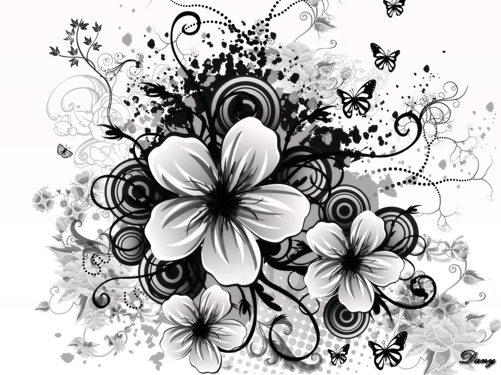 Black And White Flower Wallpaper Designs